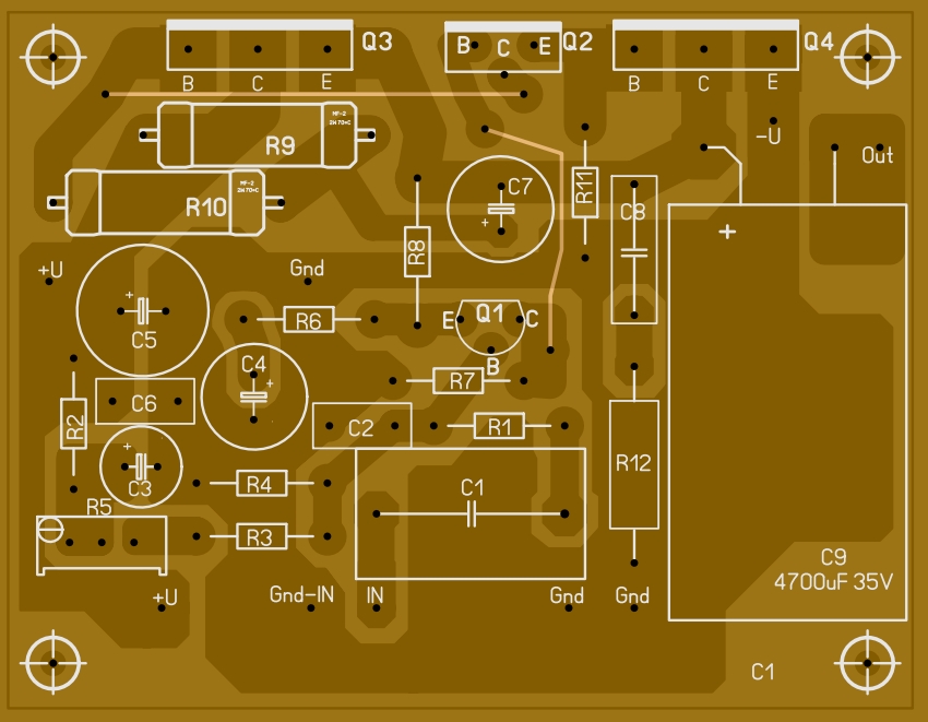 Разработка печатных плат современного усилителя мощности НЧ